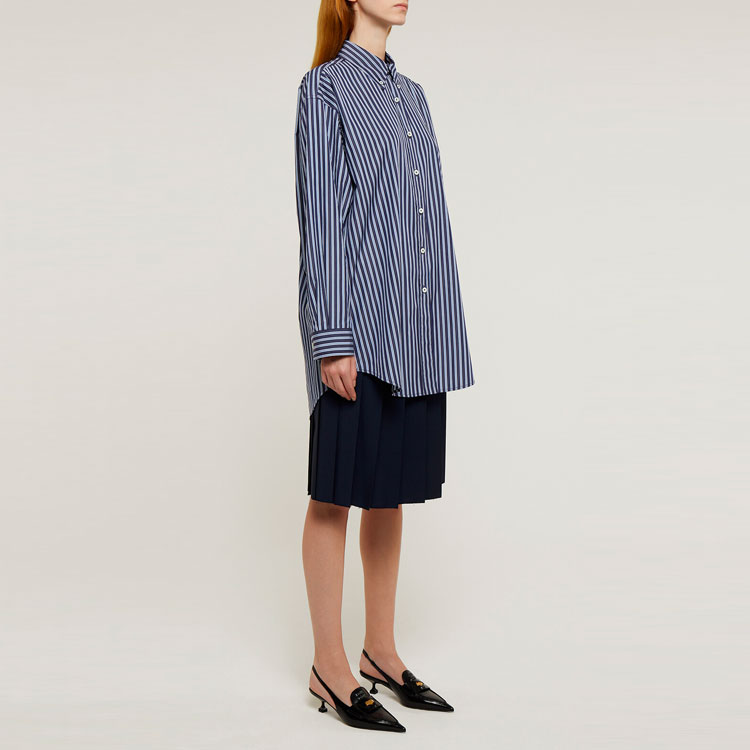 Purchase (W) MIU MIU Baju Pelindung Matahari Biru Bergaris Lengan Panjang Wanita FW22 MK1626-11O0-F0008