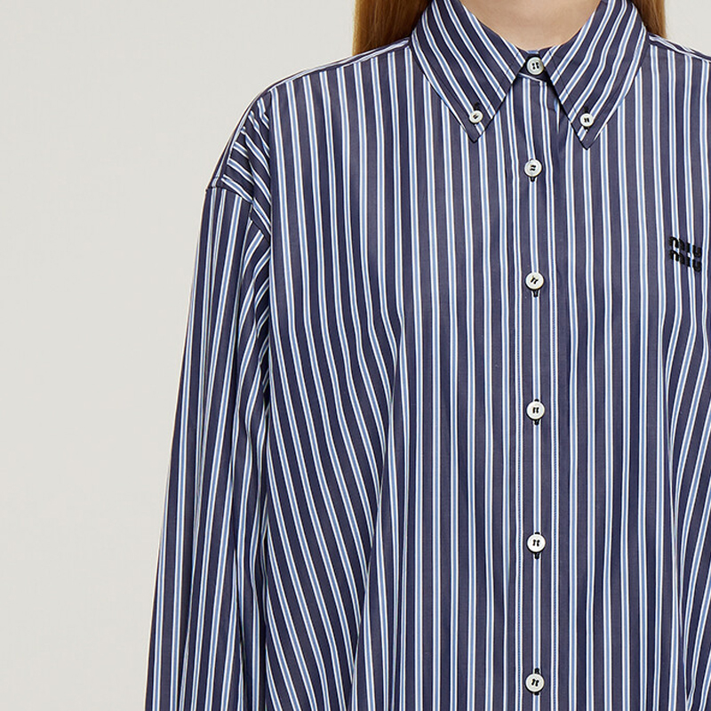 Details for (W) MIU MIU Baju Pelindung Matahari Biru Bergaris Lengan Panjang Wanita FW22 MK1626-11O0-F0008