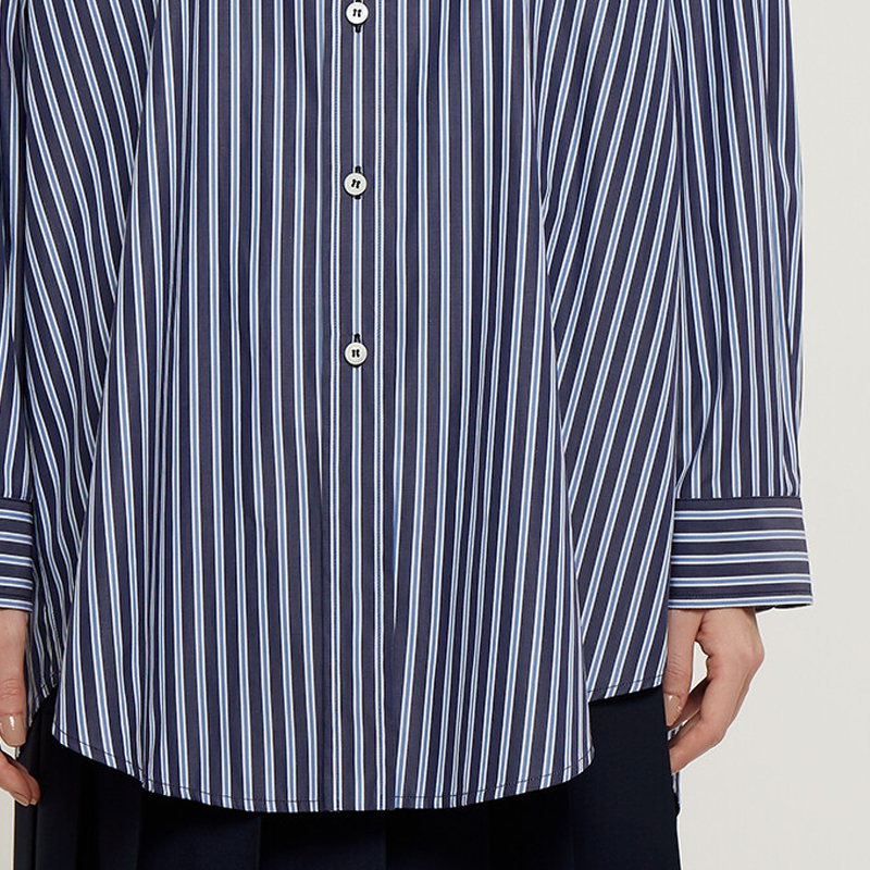 Sizing (W) MIU MIU Baju Pelindung Matahari Biru Bergaris Lengan Panjang Wanita FW22 MK1626-11O0-F0008