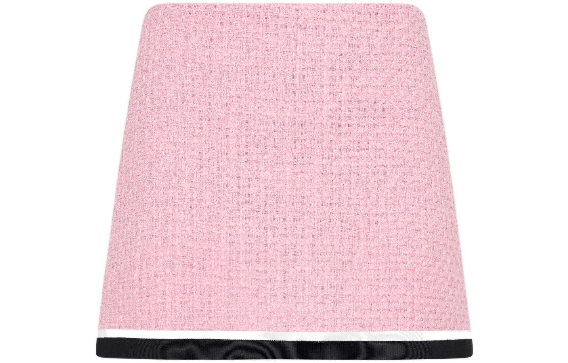 (Women) MIU MIU FW22 Tweed Contrast A-Line Casual Skirt Pink Purple . MG1814-11D1-F0028