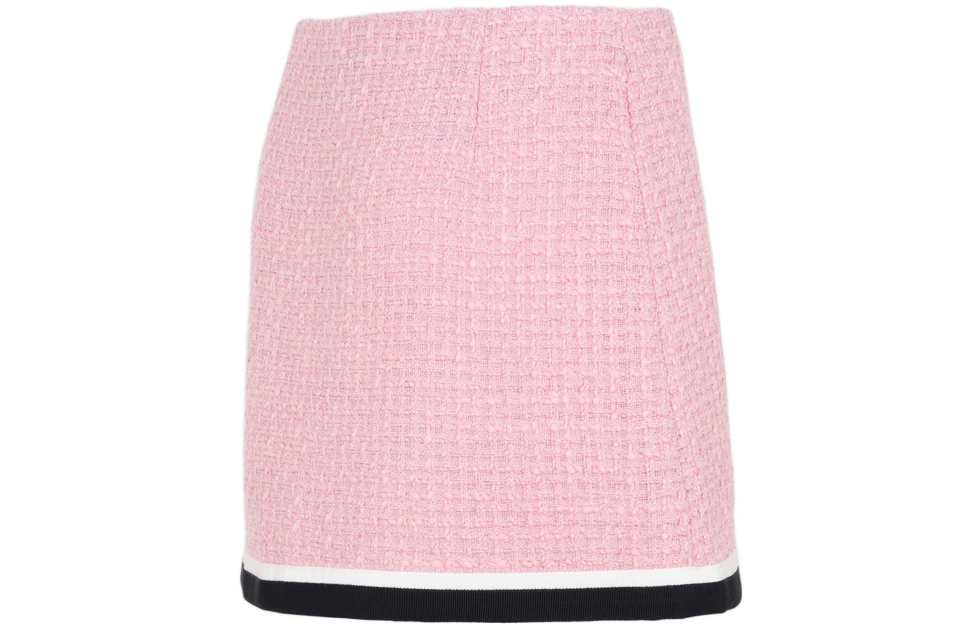 Shop (W) MIU MIU 2022秋冬粉紫色花呢拼接A字休闲半身裙. MG1814-11D1-F0028