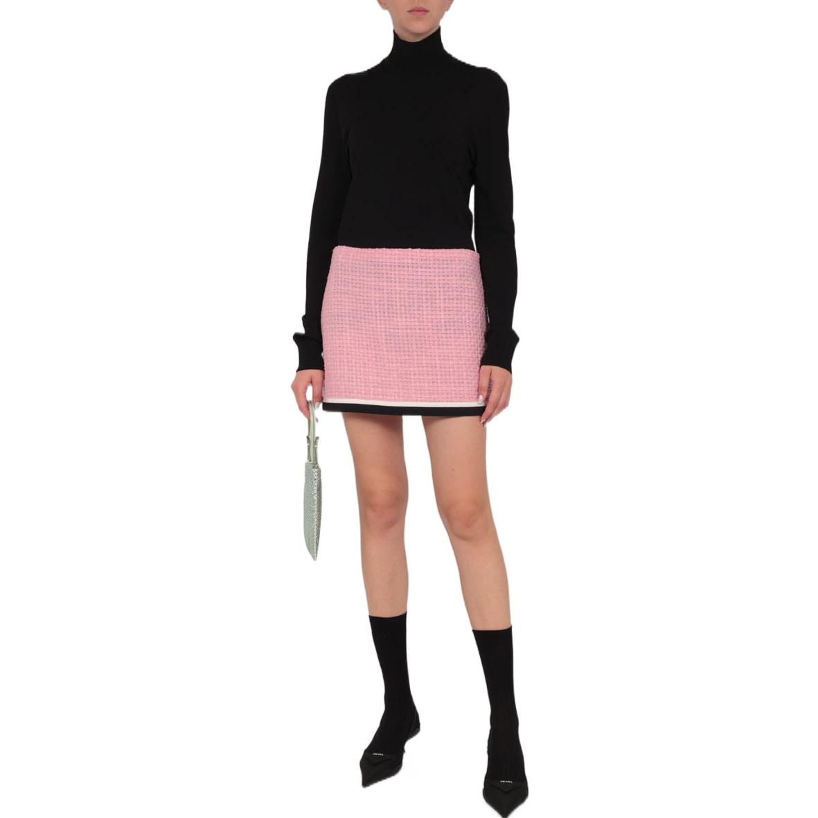 Purchase (W) MIU MIU 2022秋冬粉紫色花呢拼接A字休闲半身裙. MG1814-11D1-F0028