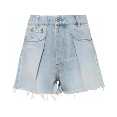 (Women) MIU MIU FW22 Washed Denim Shorts with Side Pockets Women’s Blue GWP439-11D8-F0076