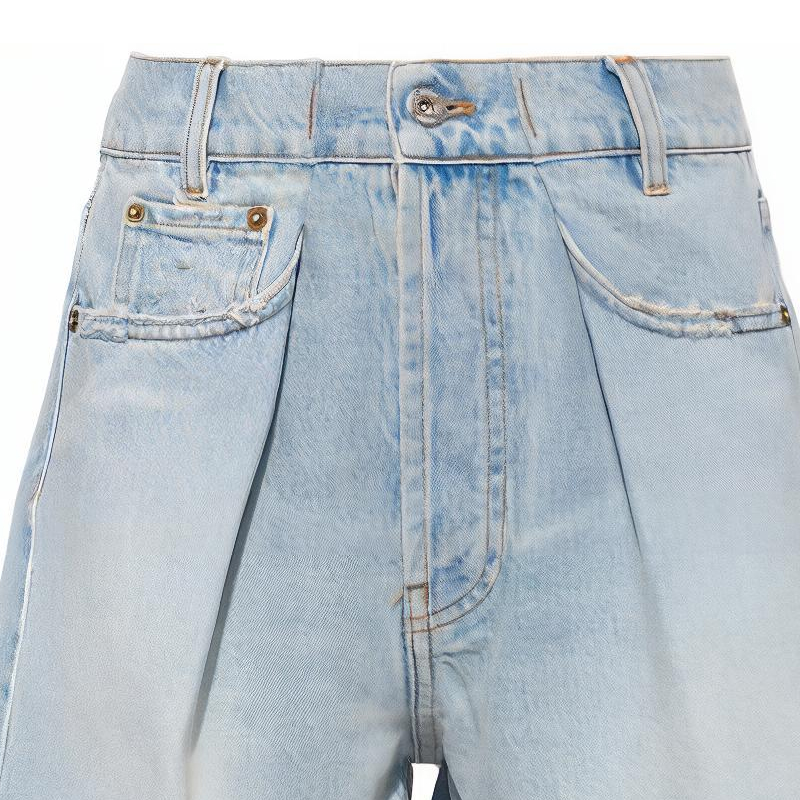 Sizing (W) Shorts de Denim Lavado MIU MIU FW22 con Bolsillos Laterales Azul Mujer. GWP439-11D8-F0076