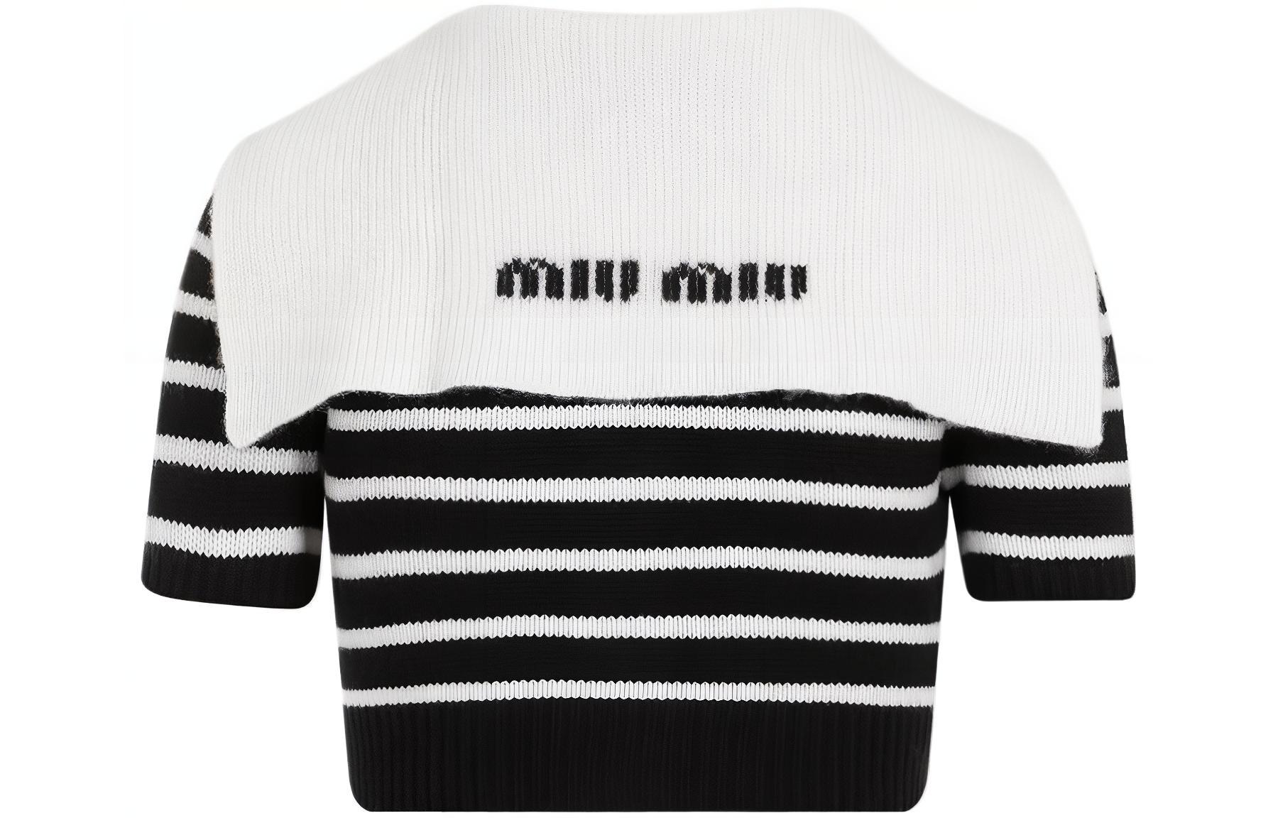 Lookbook (W) MIU MIU FW23 黑色撞色條紋針織短袖上衣 MMF863-12BD-F0889-S-OOO