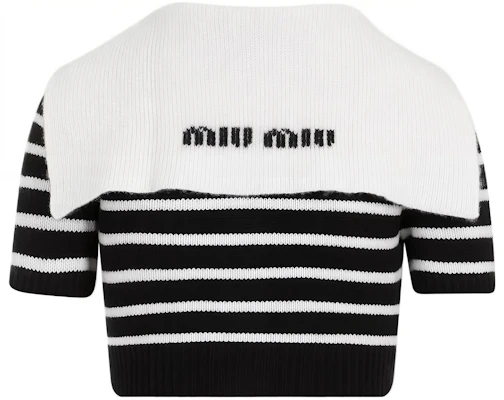 (W) MIU MIU FW23 黑色撞色條紋針織短袖上衣 MMF863-12BD-F0889-S-OOO Lookbook (W) MIU MIU FW23 黑色撞色條紋針織短袖上衣 MMF863-12BD-F0889-S-OOO