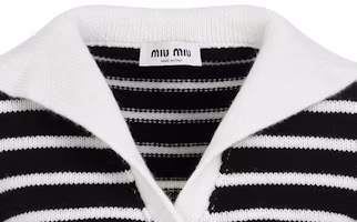 Shop (W) MIU MIU FW23 黑色撞色條紋針織短袖上衣 MMF863-12BD-F0889-S-OOO