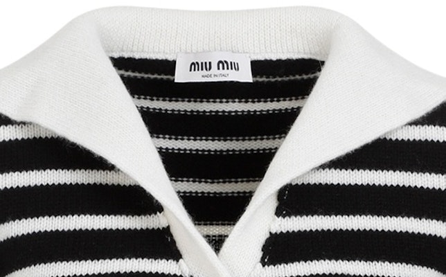 (W) MIU MIU FW23 黑色撞色條紋針織短袖上衣 MMF863-12BD-F0889-S-OOO Shop (W) MIU MIU FW23 黑色撞色條紋針織短袖上衣 MMF863-12BD-F0889-S-OOO