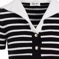 Purchase (W) MIU MIU FW23 黑色撞色條紋針織短袖上衣 MMF863-12BD-F0889-S-OOO