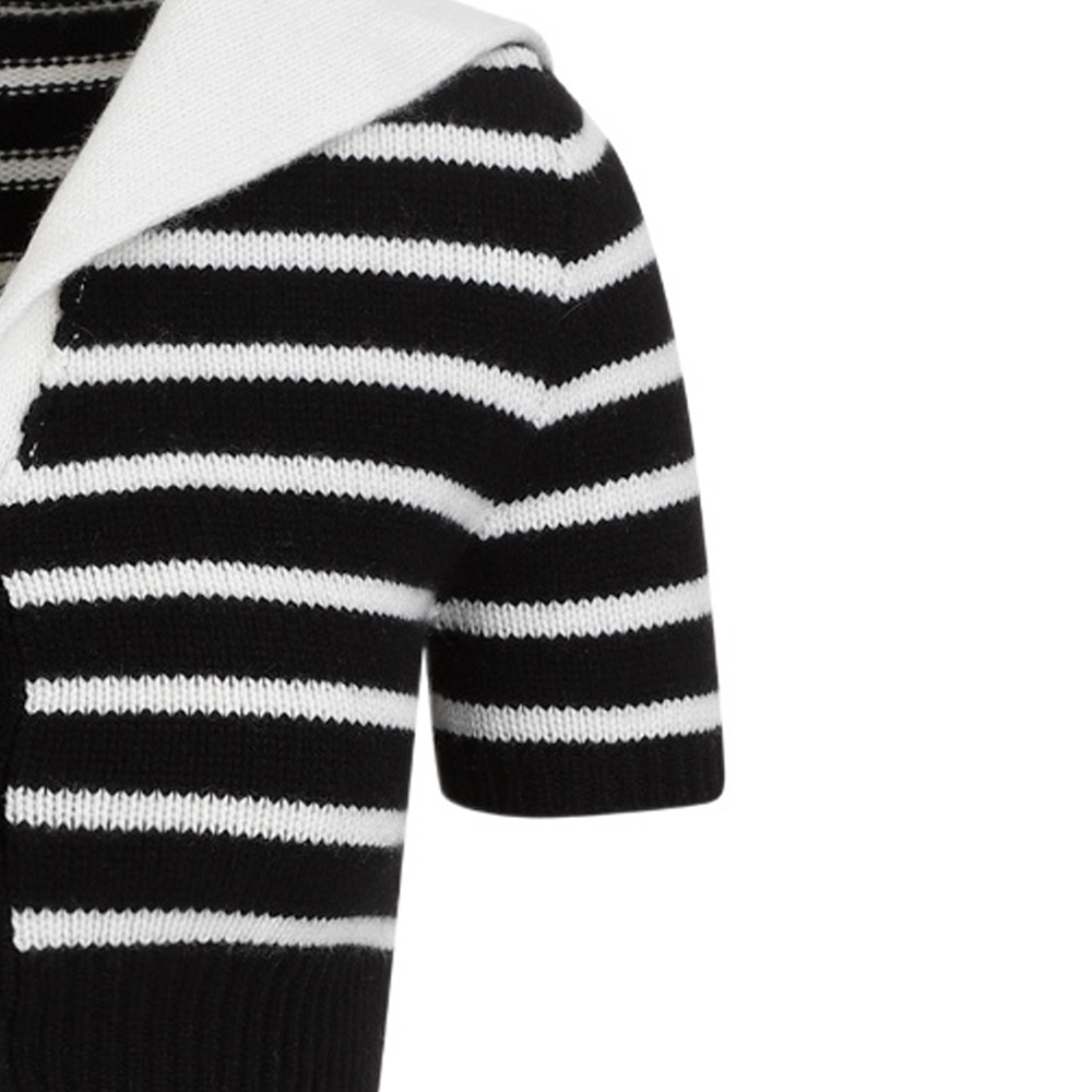 Details for (W) MIU MIU FW23 黑色撞色條紋針織短袖上衣 MMF863-12BD-F0889-S-OOO