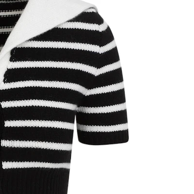 (W) MIU MIU FW23 黑色撞色條紋針織短袖上衣 MMF863-12BD-F0889-S-OOO Details for (W) MIU MIU FW23 黑色撞色條紋針織短袖上衣 MMF863-12BD-F0889-S-OOO