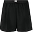 Order (Women) MIU MIU FW23 Black Elastic Waist Shorts with Logo Print. MP1701S2321R1F0002