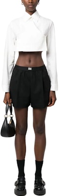 (Women) MIU MIU FW23 Black Elastic Waist Shorts with Logo Print. MP1701S2321R1F0002 Lookbook (Women) MIU MIU FW23 Black Elastic Waist Shorts with Logo Print. MP1701S2321R1F0002