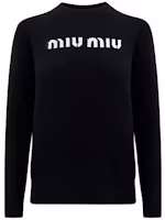 (Women) MIU MIU FW23 Black Embroidered Logo Oversized Sweater MML808-13K1-F0002 (Women) MIU MIU FW23 Black Embroidered Logo Oversized Sweater MML808-13K1-F0002