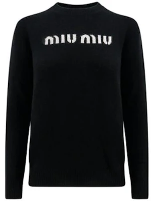 (W) MIU MIU FW23 黑色刺绣标志宽松毛衣 MML808-13K1-F0002 Order (W) MIU MIU FW23 黑色刺绣标志宽松毛衣 MML808-13K1-F0002
