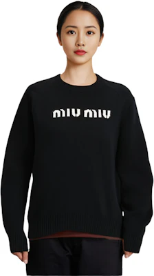 (W) MIU MIU FW23 黑色刺绣标志宽松毛衣 MML808-13K1-F0002 Shop (W) MIU MIU FW23 黑色刺绣标志宽松毛衣 MML808-13K1-F0002