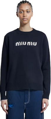 (W) MIU MIU FW23 黑色刺绣标志宽松毛衣 MML808-13K1-F0002 Purchase (W) MIU MIU FW23 黑色刺绣标志宽松毛衣 MML808-13K1-F0002
