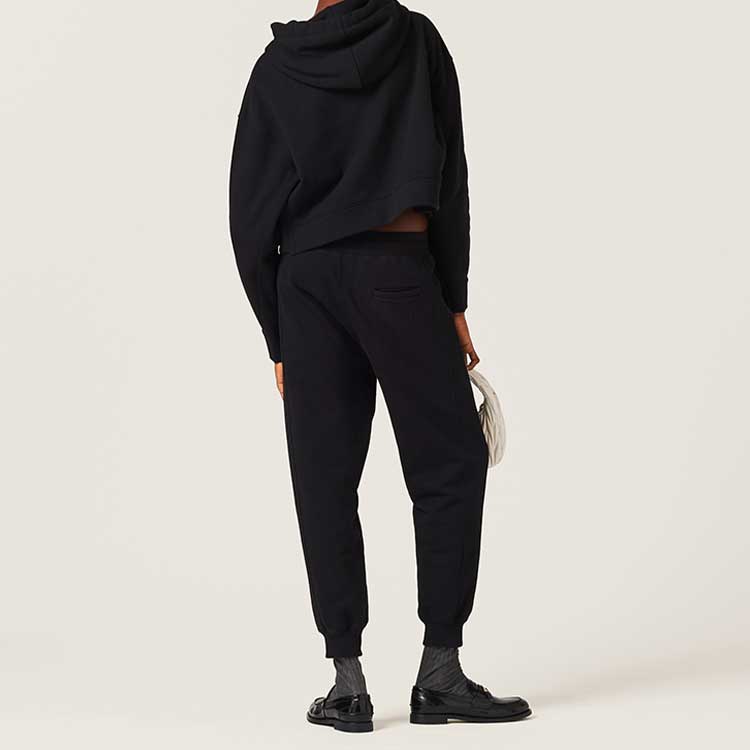 Shop (Women) MIU MIU FW23  Black Knit Drawstring Jogger Sweatpants. MJP302-13FV-F0002-S-232