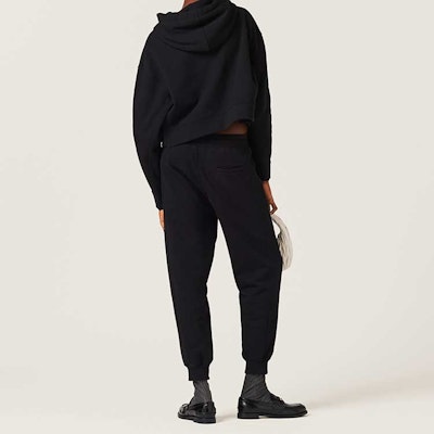 (Women) MIU MIU FW23 Black Knit Drawstring Jogger Sweatpants. MJP302-13FV-F0002-S-232 Shop (Women) MIU MIU FW23 Black Knit Drawstring Jogger Sweatpants. MJP302-13FV-F0002-S-232