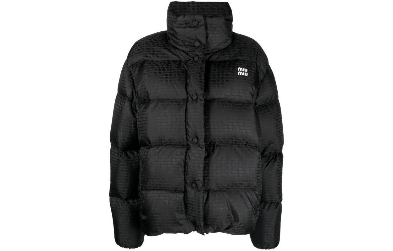 Order (Women) MIU MIU FW23  Black Logo Print Long Sleeve Jacket ML9671-3FO-F0002