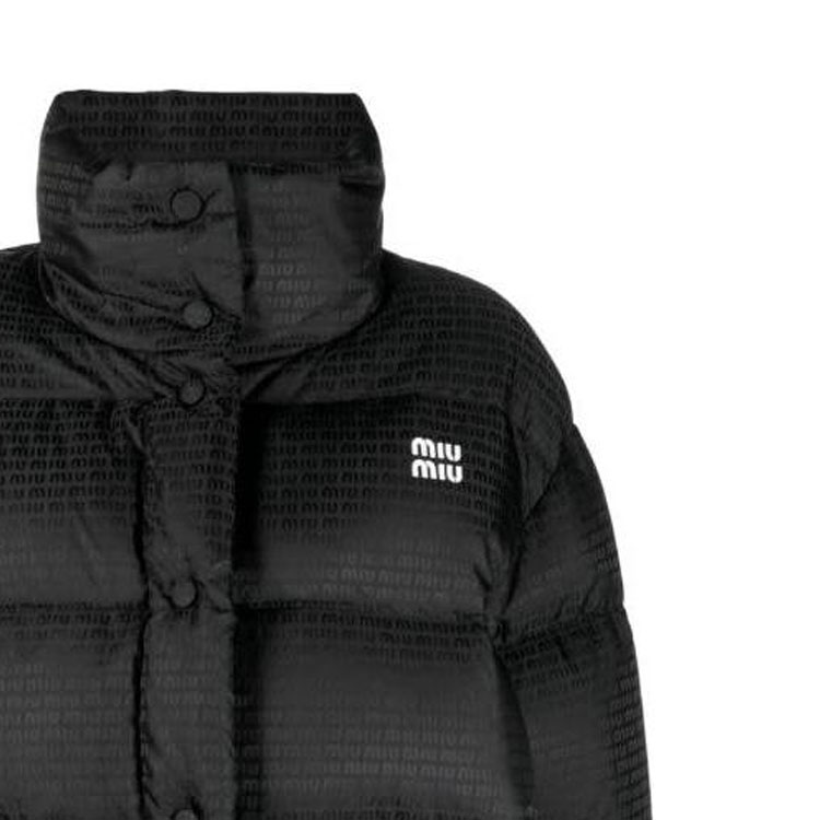 Sizing (Women) MIU MIU FW23  Black Logo Print Long Sleeve Jacket ML9671-3FO-F0002