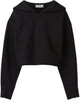 (Women) MIU MIU FW23 Black Navy Collar Long Sleeve Casual Sweatshirt. MJL962-13FV-F0002-S-232 (Women) MIU MIU FW23 Black Navy Collar Long Sleeve Casual Sweatshirt. MJL962-13FV-F0002-S-232