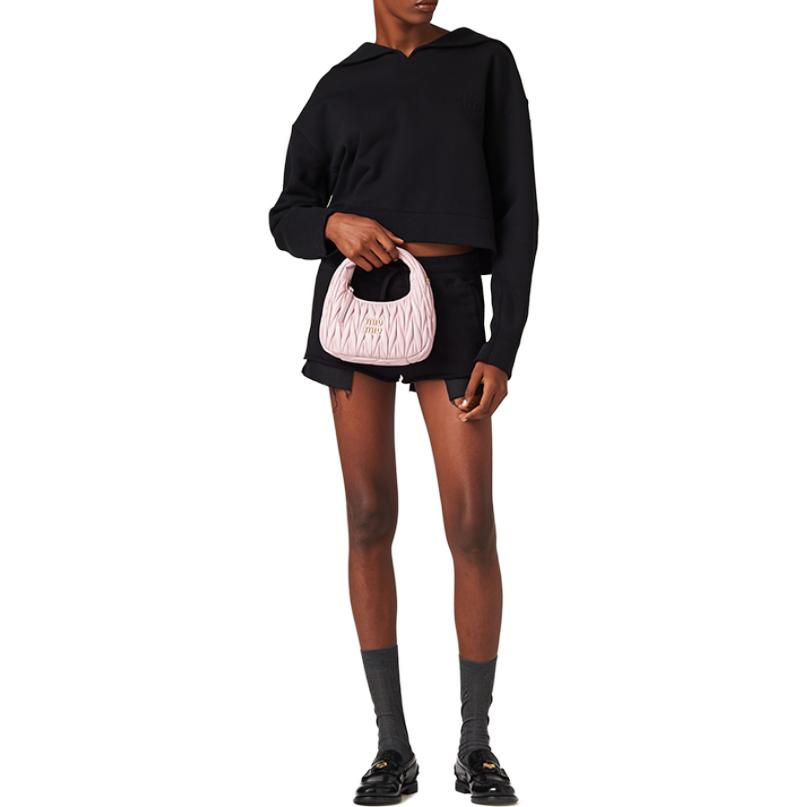 Lookbook (Women) MIU MIU FW23  Black Navy Collar Long Sleeve Casual Sweatshirt. MJL962-13FV-F0002-S-232