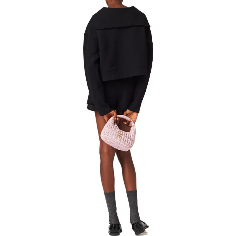 Shop (Women) MIU MIU FW23  Black Navy Collar Long Sleeve Casual Sweatshirt. MJL962-13FV-F0002-S-232