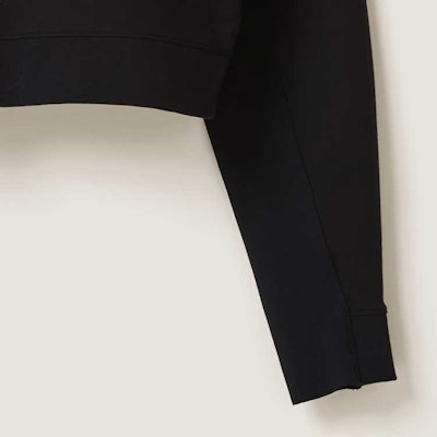 (Women) MIU MIU FW23 Black Navy Collar Long Sleeve Casual Sweatshirt. MJL962-13FV-F0002-S-232 Details for (Women) MIU MIU FW23 Black Navy Collar Long Sleeve Casual Sweatshirt. MJL962-13FV-F0002-S-232