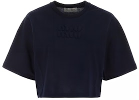 (Women) MIU MIU FW23 Black Short-Sleeve Crop Top T-Shirt MJN385-1YXT-F0008 (Women) MIU MIU FW23 Black Short-Sleeve Crop Top T-Shirt MJN385-1YXT-F0008