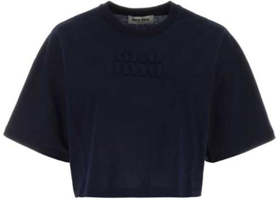 (W) MIU MIU FW23 Kaos Crop Lengan Pendek Hitam Wanita MJN385-1YXT-F0008 Order (W) MIU MIU FW23 Kaos Crop Lengan Pendek Hitam Wanita MJN385-1YXT-F0008