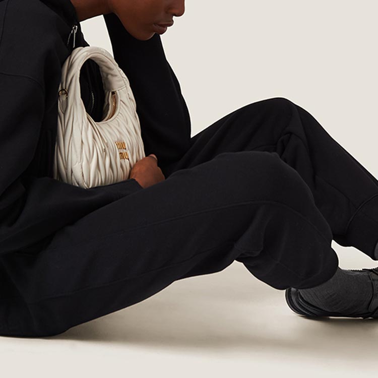 Purchase (Women) MIU MIU FW23  Black Solid Zip-Up Hoodie Jacket. MJL954-13FV-F0002-S-232