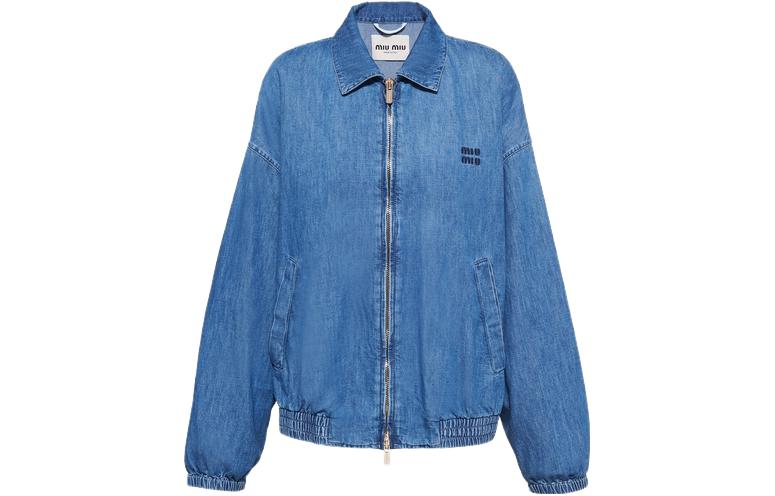 Order (W) MIU MIU FW23 ブルーデニムジャケット ロゴ刺繍入り. GWB183-1294-F0013-S-232