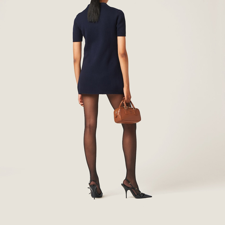 Shop (W) 미우미우 FW23 블루 니트 크루넥 캐주얼 반소매 드레스 MMA819-13JS-F0008-S-232
