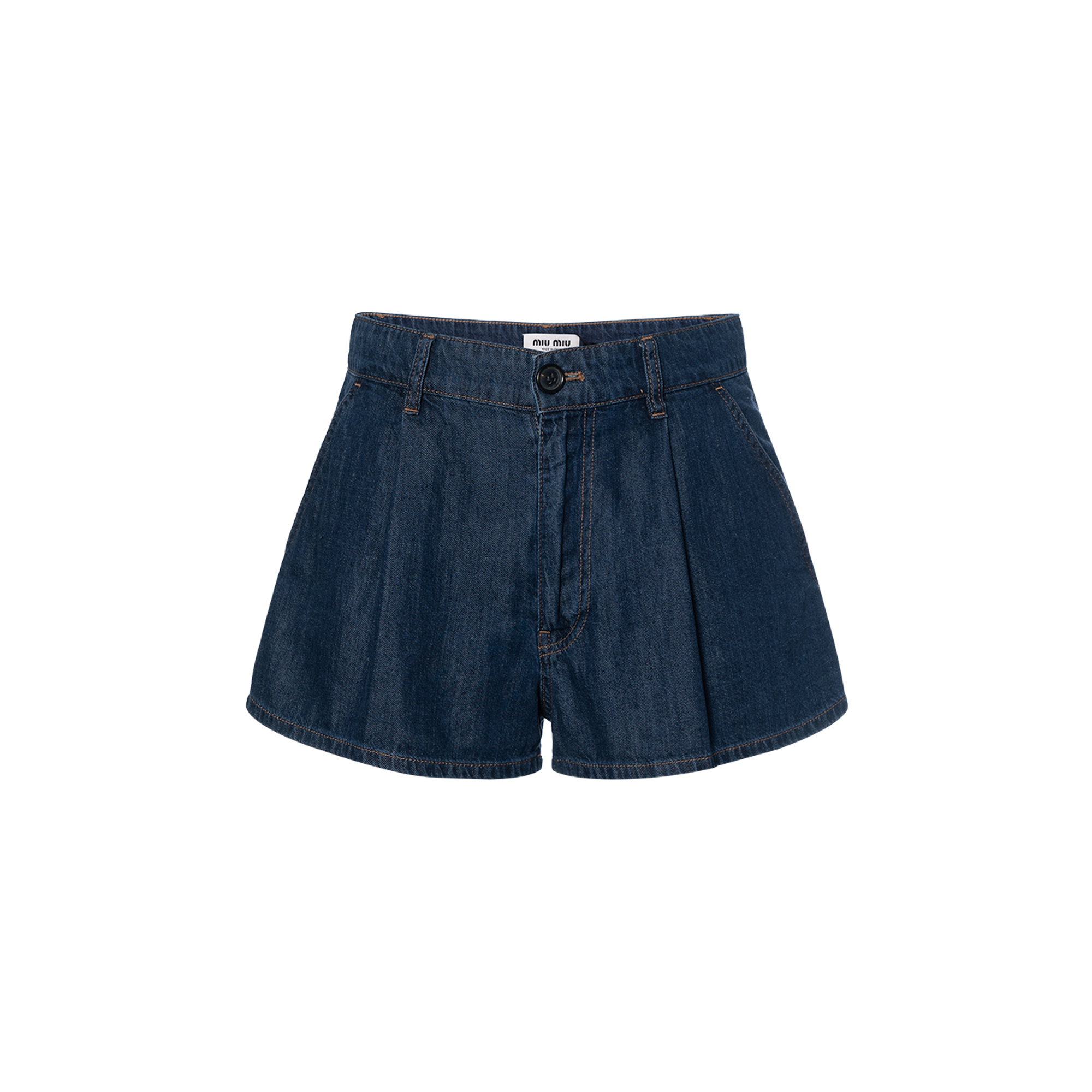 (Women) MIU MIU FW23  Blue Mid-Waist Casual Straight Shorts GWP477-13MJ-F0008-S-232