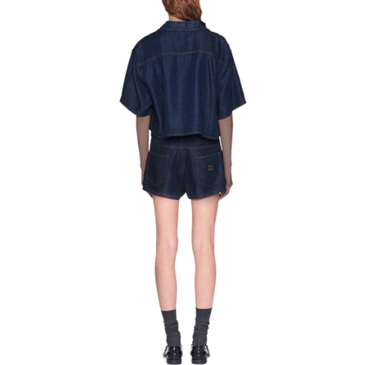 (Women) MIU MIU FW23  Blue Mid-Waist Casual Straight Shorts GWP477-13MJ-F0008-S-232 圖 4