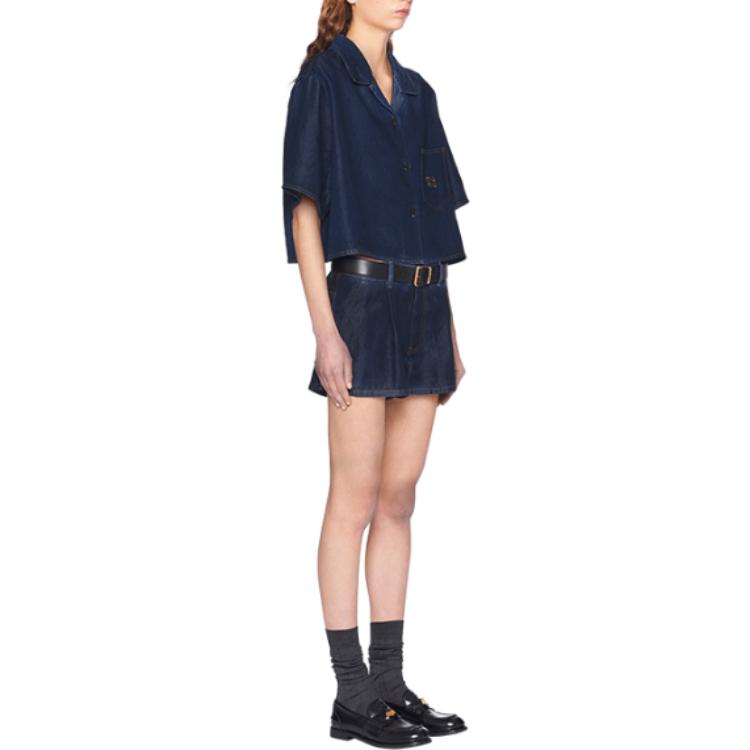 (Women) MIU MIU FW23  Blue Mid-Waist Casual Straight Shorts GWP477-13MJ-F0008-S-232 圖 5