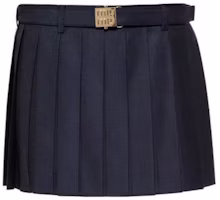 (Women) MIU MIU FW23 Blue Pleated Mid-Rise Mini Skirt Casual Style. MG2032-11AD-F0008-S-232 (Women) MIU MIU FW23 Blue Pleated Mid-Rise Mini Skirt Casual Style. MG2032-11AD-F0008-S-232
