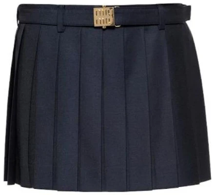(Women) MIU MIU FW23 Blue Pleated Mid-Rise Mini Skirt Casual Style. MG2032-11AD-F0008-S-232 Buy (Women) MIU MIU FW23 Blue Pleated Mid-Rise Mini Skirt Casual Style. MG2032-11AD-F0008-S-232