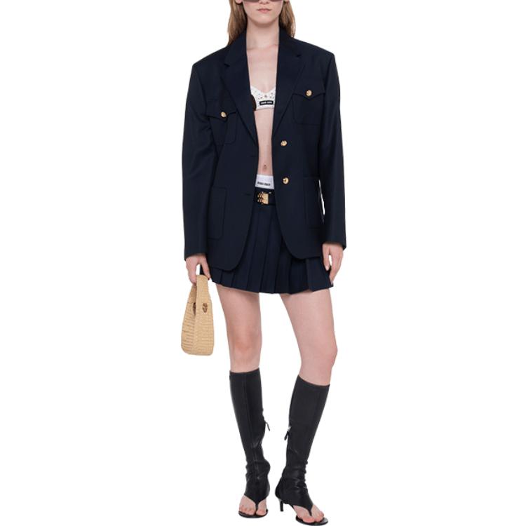 (Women) MIU MIU FW23  Blue Pleated Mid-Rise Mini Skirt Casual Style. MG2032-11AD-F0008-S-232 圖 3