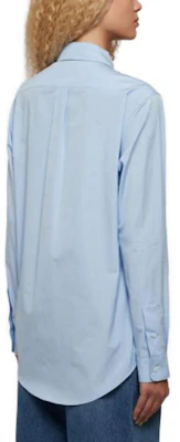 (W) 미우미우 FW23 블루 솔리드 컬러 포인티드 칼라 긴팔 셔츠. MK1792-10RG-F0012 Purchase (W) 미우미우 FW23 블루 솔리드 컬러 포인티드 칼라 긴팔 셔츠. MK1792-10RG-F0012