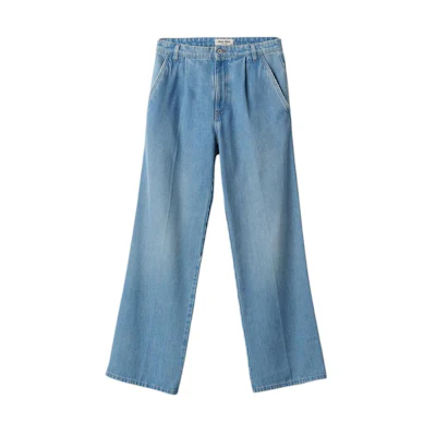 (Women) MIU MIU FW23 Blue Straight-Leg Denim Jeans with Zipper and Side Pockets. GWP473-131k-F0013-S-232