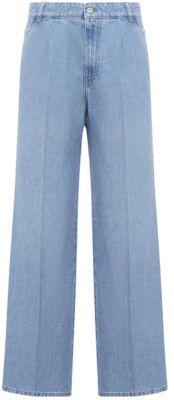 (W) MIU MIU FW23 Jeans Denim Biru Lurus dengan Resleting dan Kantong Samping. GWP473-131k-F0013-S-232 Order (W) MIU MIU FW23 Jeans Denim Biru Lurus dengan Resleting dan Kantong Samping. GWP473-131k-F0013-S-232