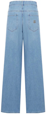 (W) MIU MIU FW23 Jeans Denim Biru Lurus dengan Resleting dan Kantong Samping. GWP473-131k-F0013-S-232 Lookbook (W) MIU MIU FW23 Jeans Denim Biru Lurus dengan Resleting dan Kantong Samping. GWP473-131k-F0013-S-232