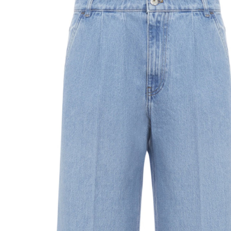 Shop (W) MIU MIU FW23 Jeans Denim Biru Lurus dengan Resleting dan Kantong Samping. GWP473-131k-F0013-S-232