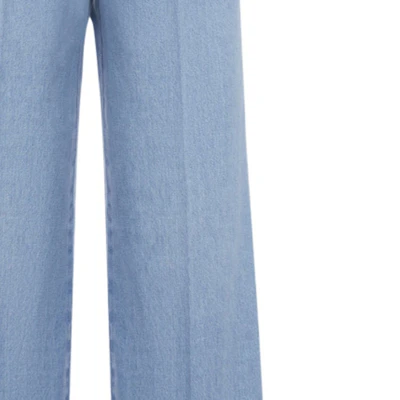 (W) MIU MIU FW23 Jeans Denim Biru Lurus dengan Resleting dan Kantong Samping. GWP473-131k-F0013-S-232 Details for (W) MIU MIU FW23 Jeans Denim Biru Lurus dengan Resleting dan Kantong Samping. GWP473-131k-F0013-S-232