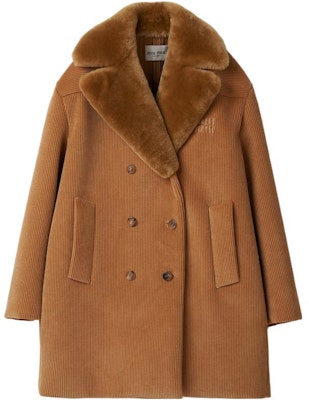 (Women) MIU MIU FW23 Brown Double-Breasted Jacket with Embroidered Logo. ML990-13OR-F0040-S-232 Buy (Women) MIU MIU FW23 Brown Double-Breasted Jacket with Embroidered Logo. ML990-13OR-F0040-S-232