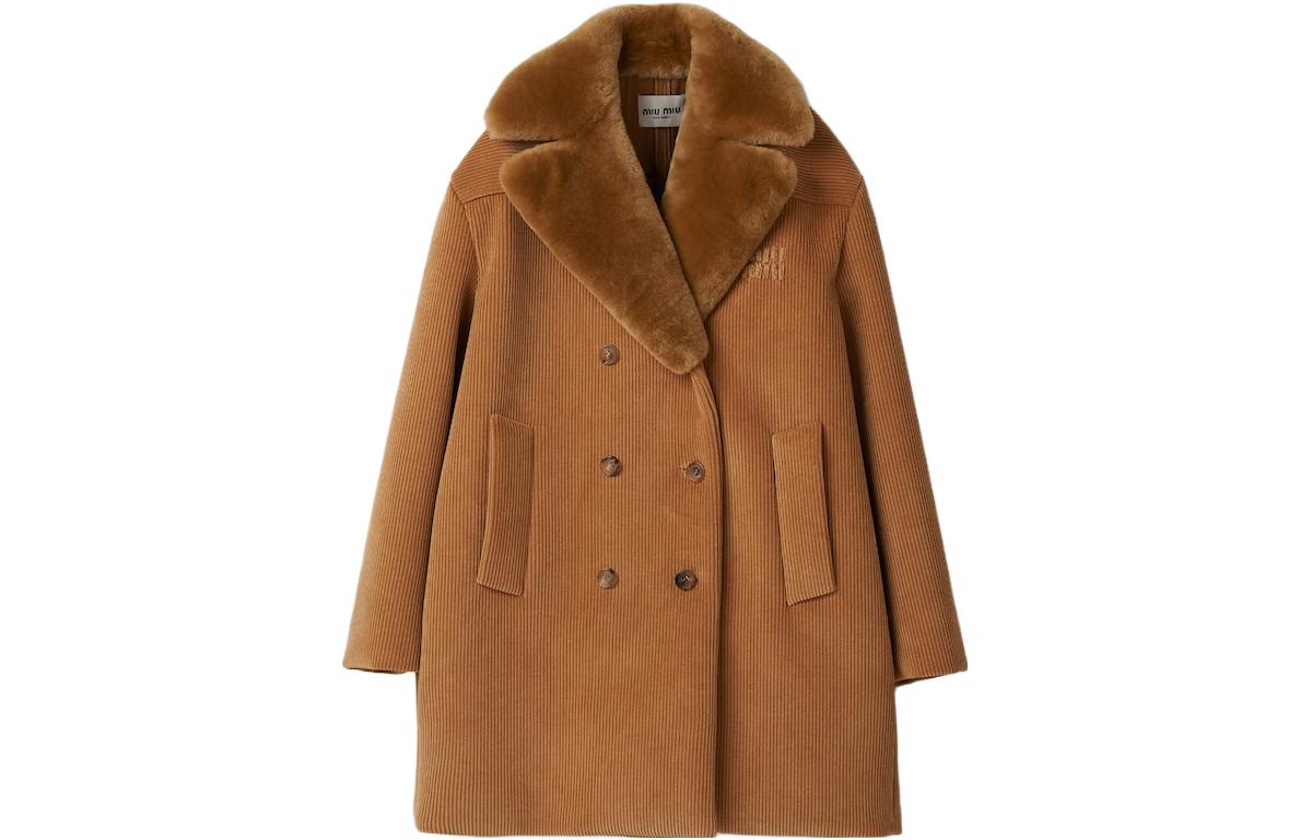 Order (Women) MIU MIU FW23  Brown Double-Breasted Jacket with Embroidered Logo. ML990-13OR-F0040-S-232