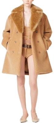 (Women) MIU MIU FW23 Brown Double-Breasted Jacket with Embroidered Logo. ML990-13OR-F0040-S-232 Lookbook (Women) MIU MIU FW23 Brown Double-Breasted Jacket with Embroidered Logo. ML990-13OR-F0040-S-232