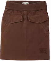 (Women) MIU MIU FW23 Cocoa Brown Embroidered Logo Casual Straight Skirt. MG2105-13SI-F0324-S-232 (Women) MIU MIU FW23 Cocoa Brown Embroidered Logo Casual Straight Skirt. MG2105-13SI-F0324-S-232